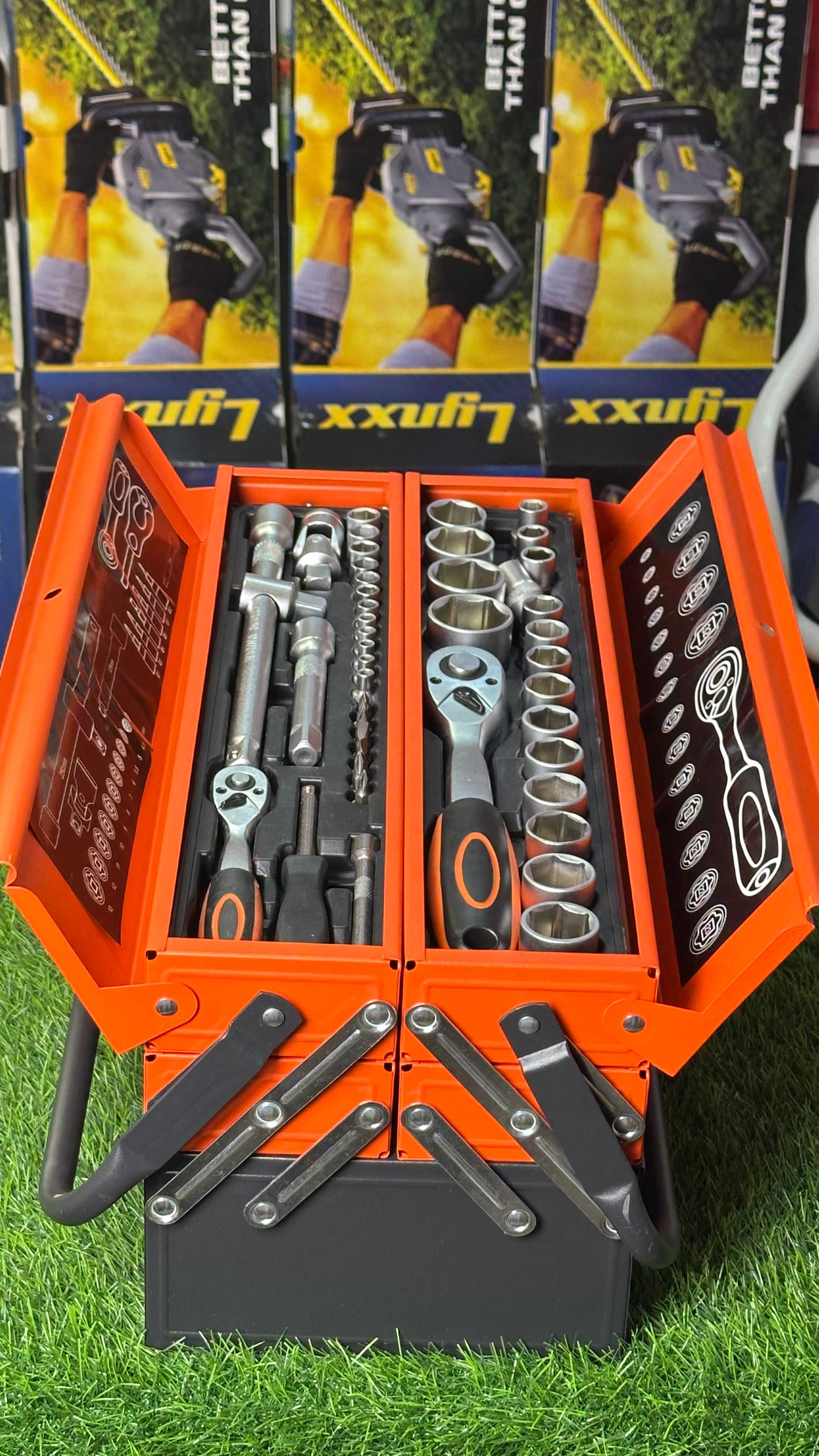 85-Piece Professional Tool Set with Heavy-Duty Metal Toolbox | 1/4” & 1/2” Ratchet Set