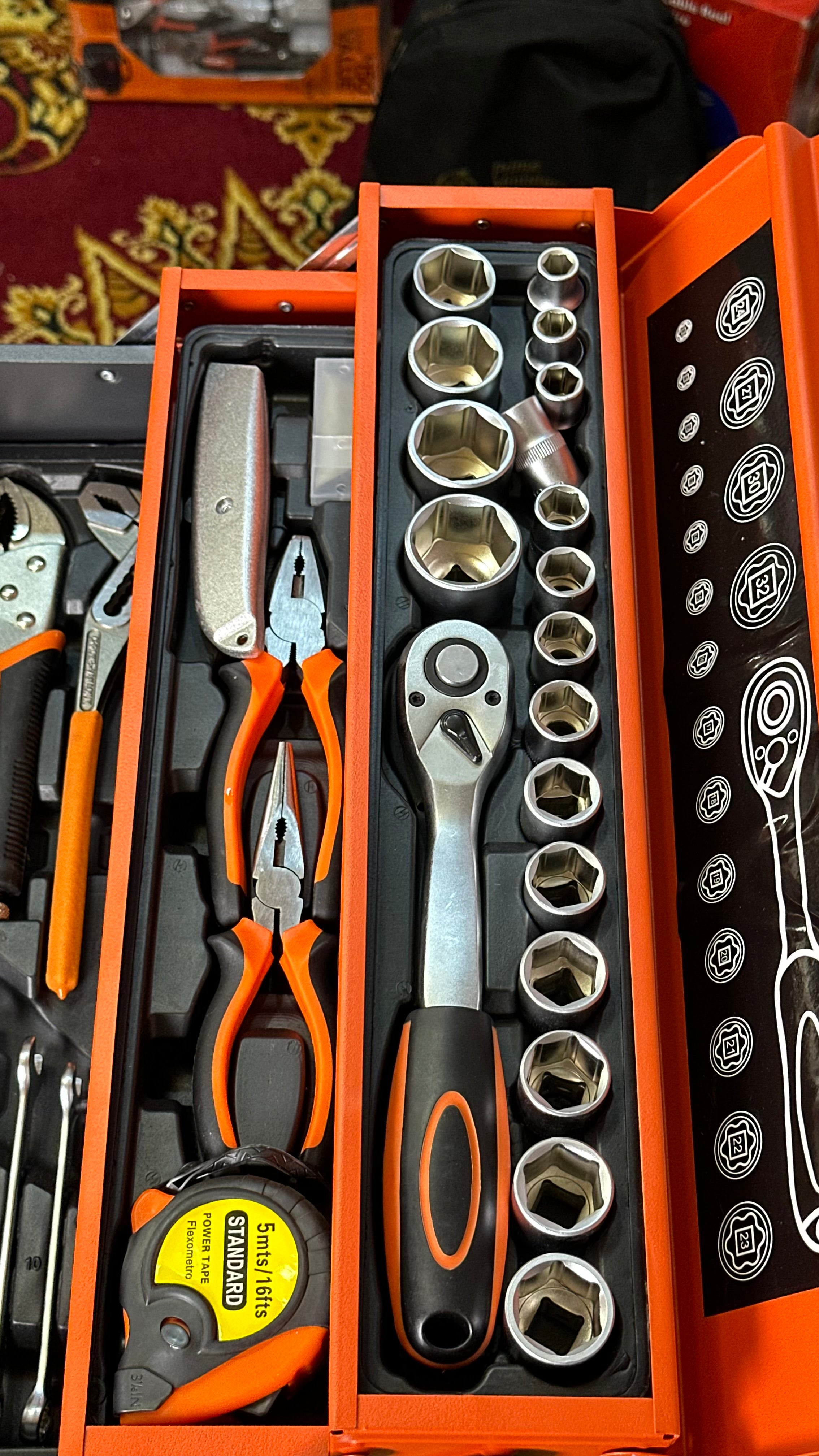 85-Piece Professional Tool Set with Heavy-Duty Metal Toolbox | 1/4” & 1/2” Ratchet Set