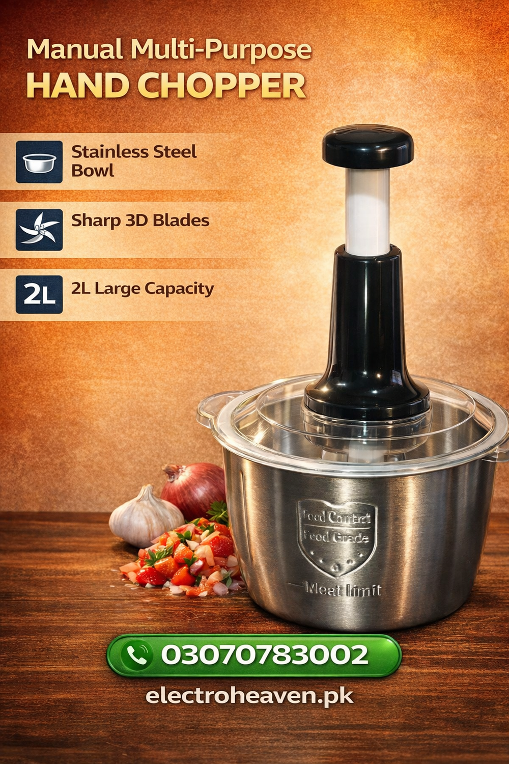 Multifunctional Hand Chopper - Manual Vegetable Cutter & Food Processor