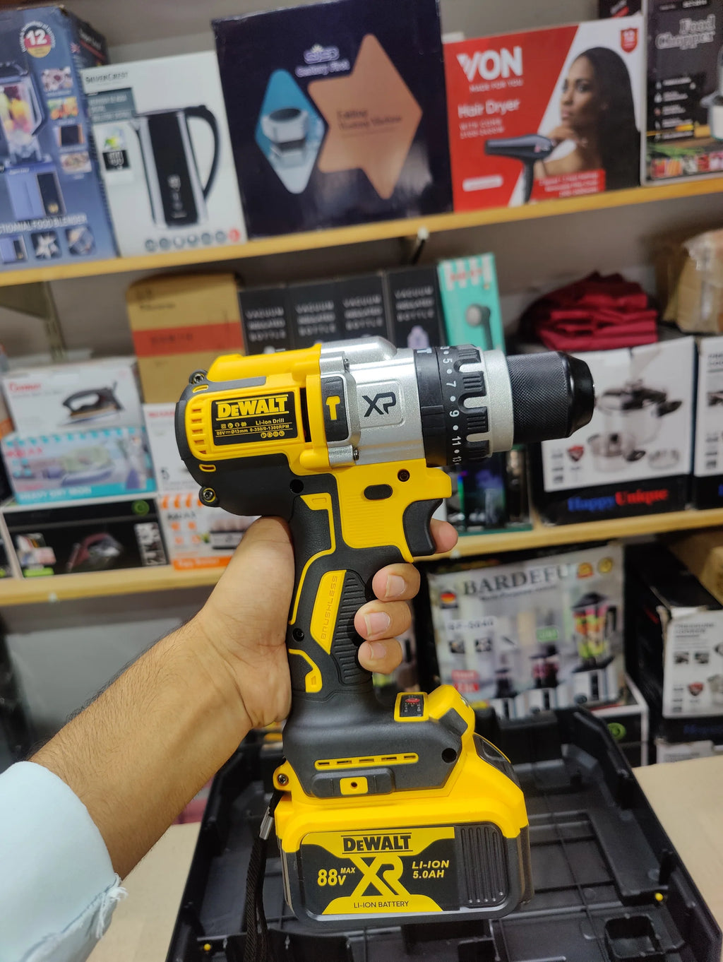 DeWALT 88V XP Li-Ion Drill Machine | 13mm Chuck | 25+1 Torque | 2x 5.0Ah Batteries | Hard Case