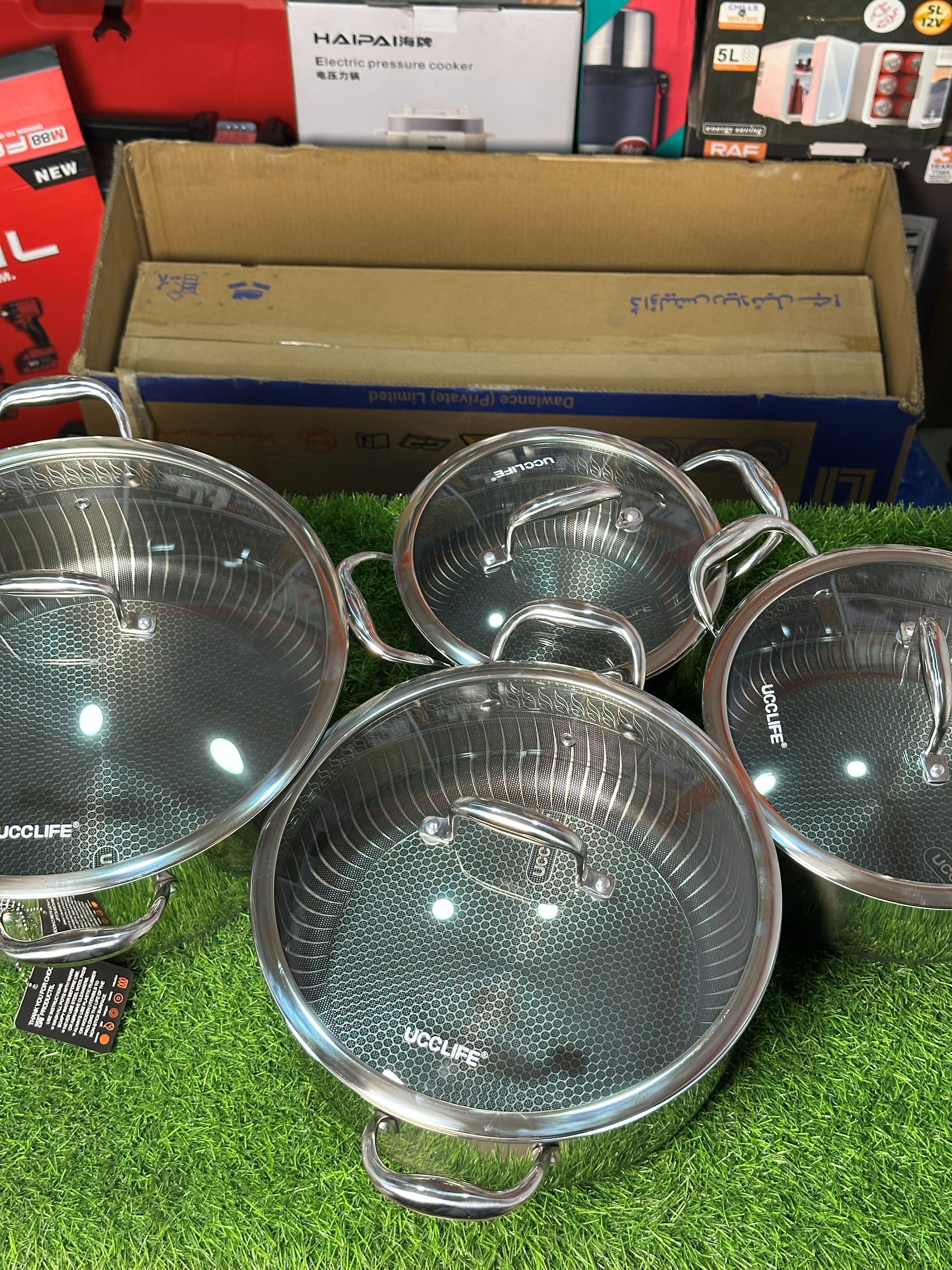 UCC Life Tri-Ply Stainless Steel 11-Piece Cookware Set | Honeycomb Non-Stick