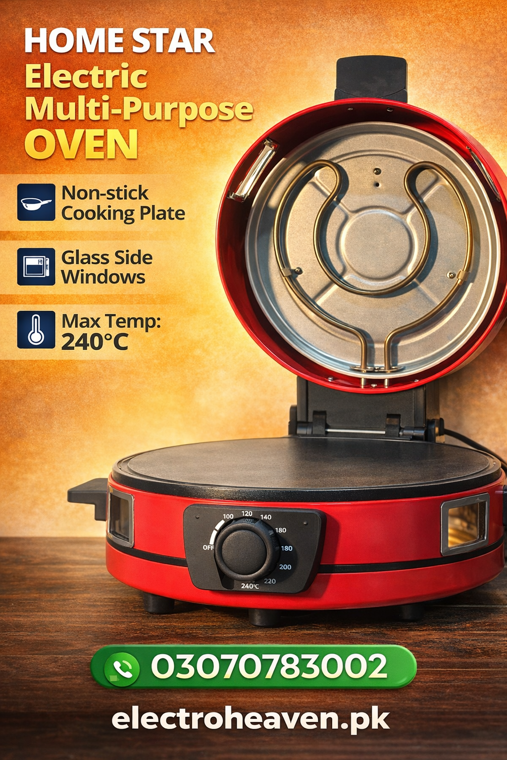Home Star Bread & Pizza Maker – 1800W Non-Stick 30cm