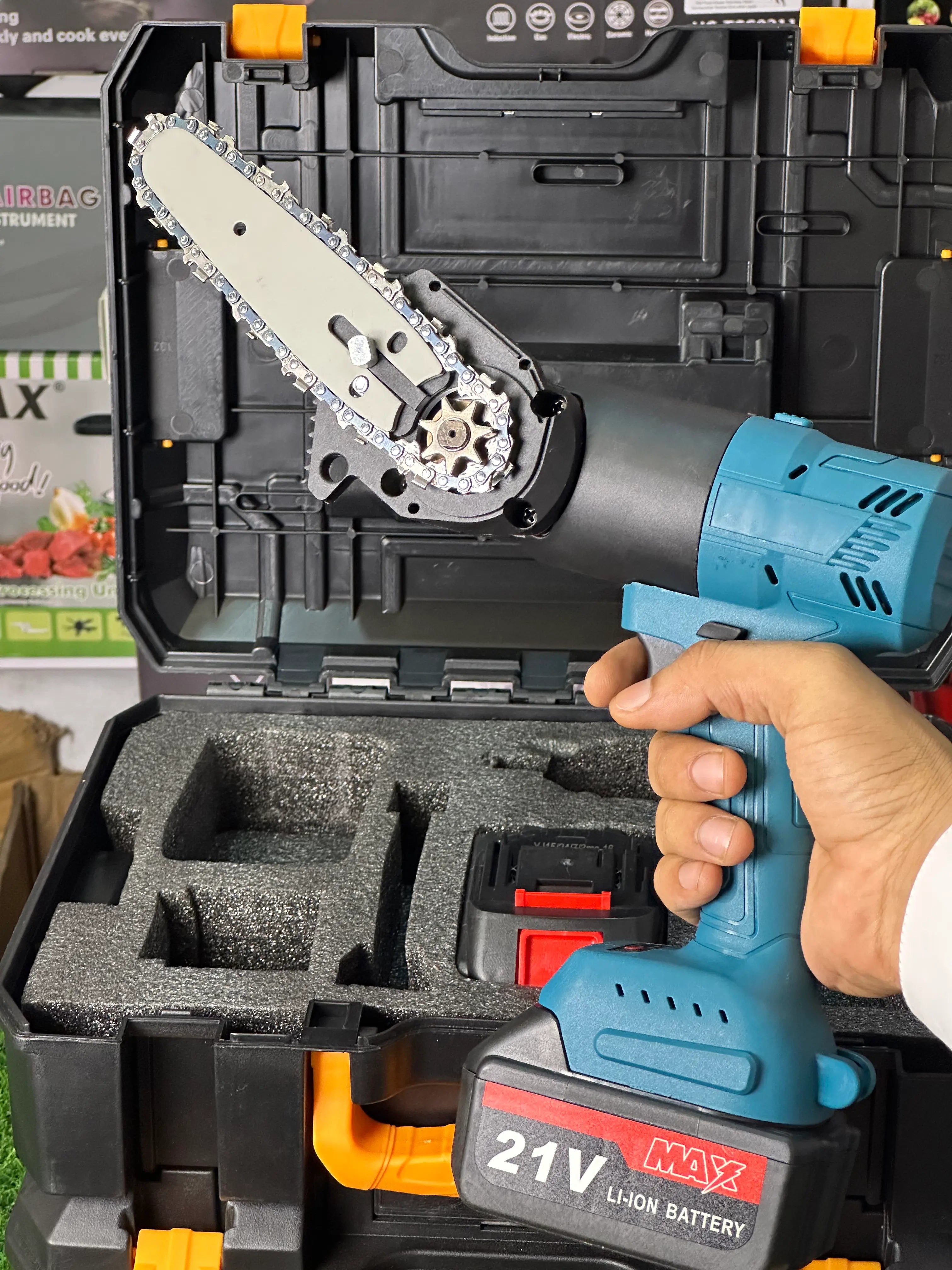 5-in-1 Brushless Cordless Power Tool Kit – Drill, Impact Wrench, Angle Grinder, Mini Chainsaw & Sabre Saw (21V)