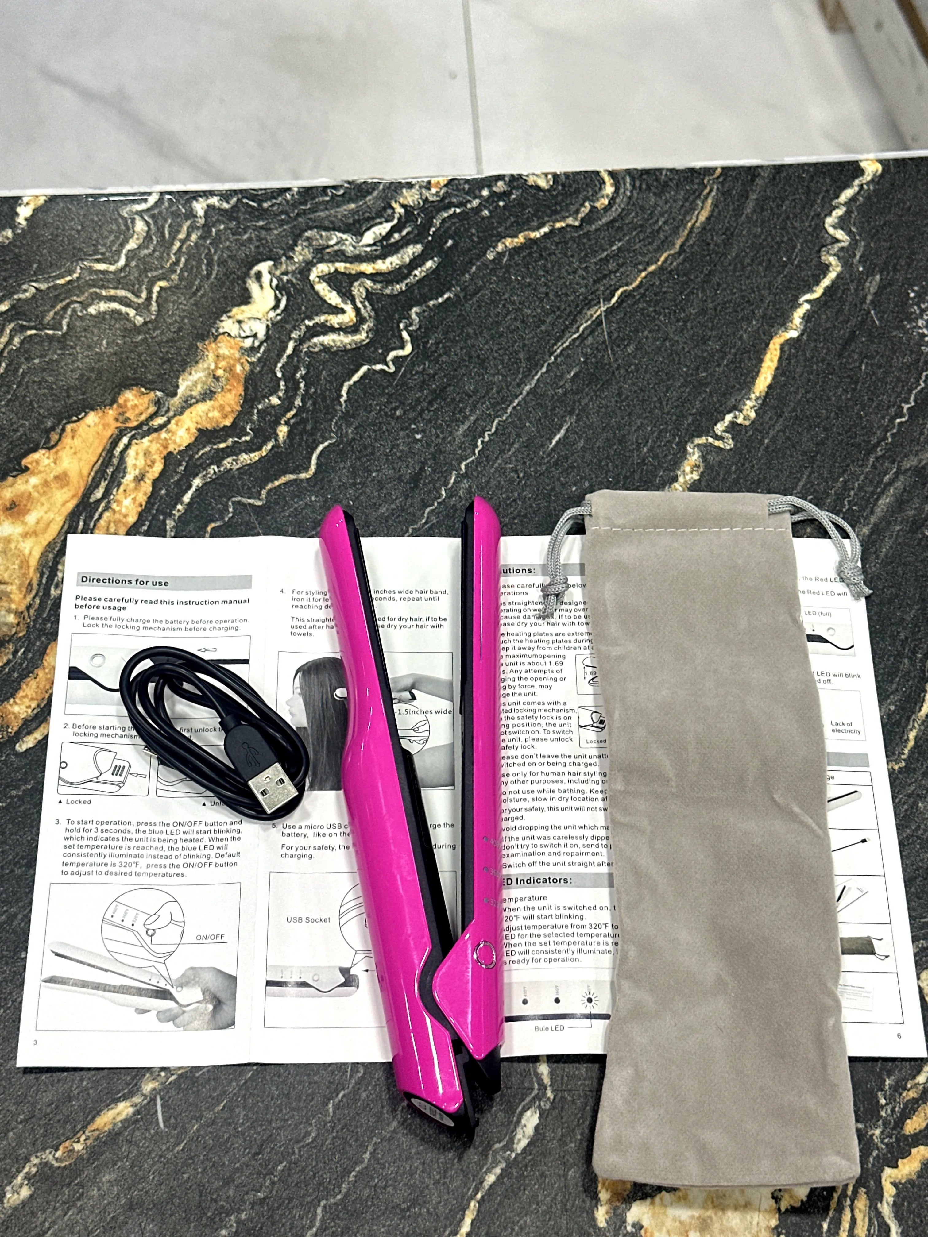 Rechargeable Wireless Hair Straightener – Portable Mini Styling Tool for Travel & Daily Use