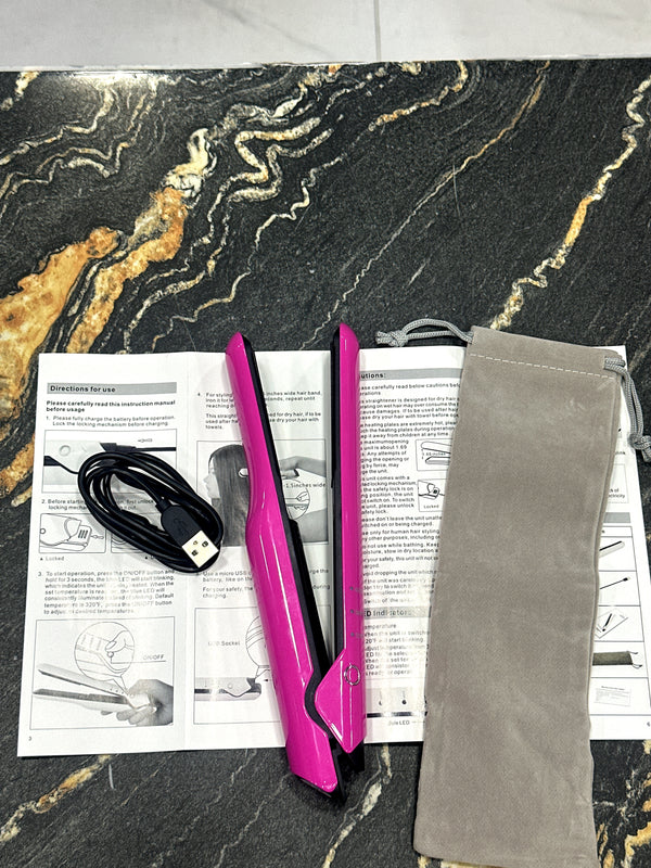 Rechargeable Wireless Hair Straightener – Portable Mini Styling Tool for Travel & Daily Use