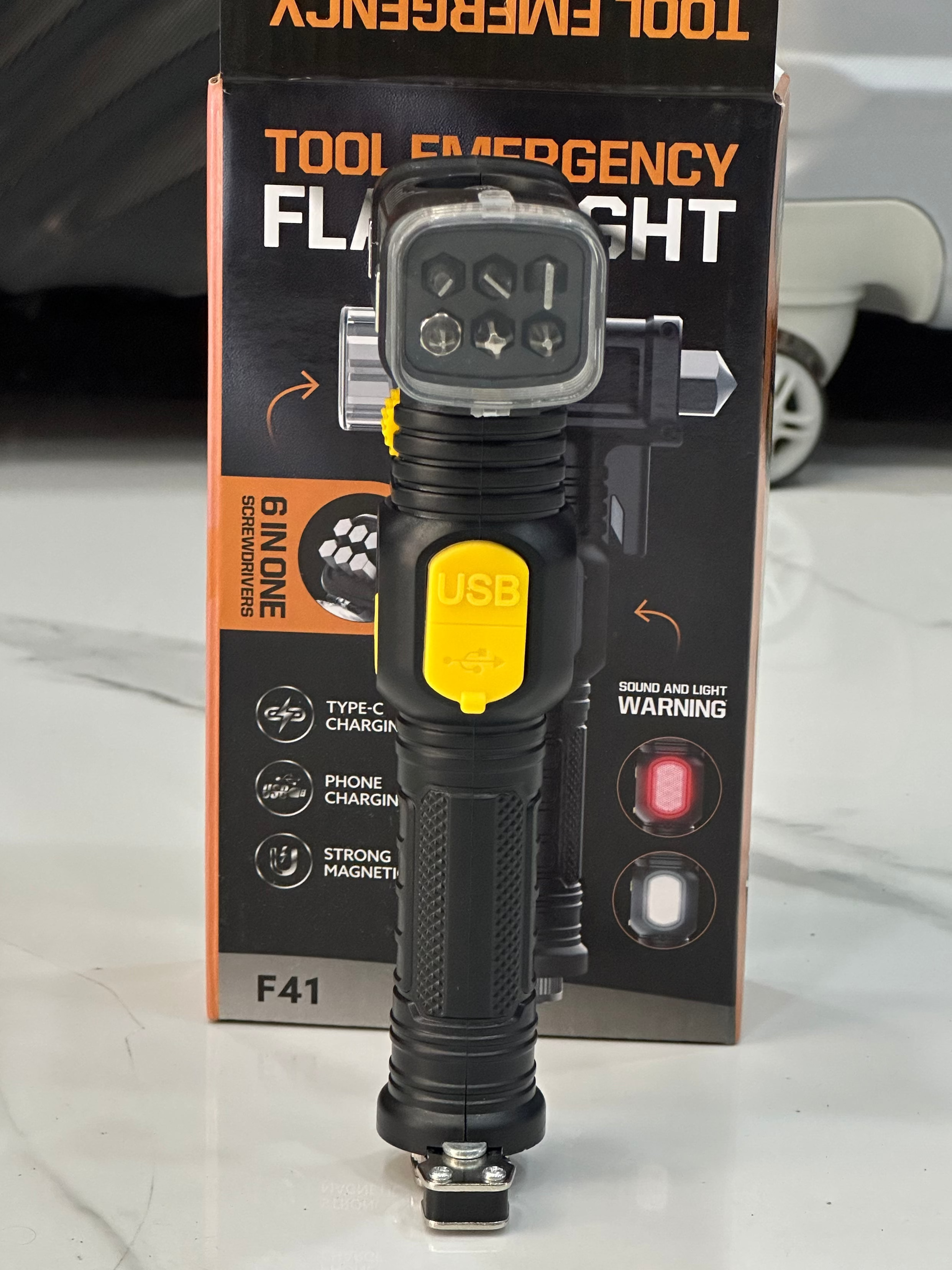 Ultimate 6-in-1 Emergency Flashlight Tool for Car Safety