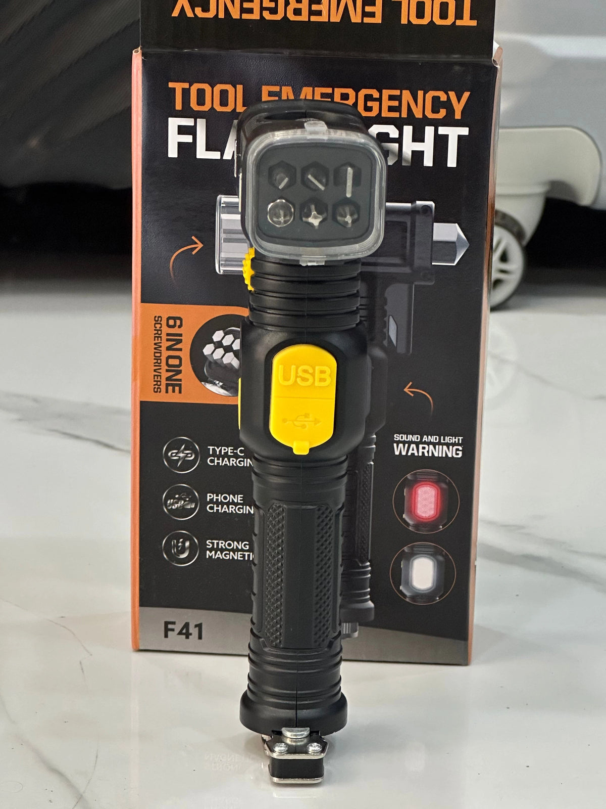 Ultimate 6-in-1 Emergency Flashlight Tool for Car Safety
