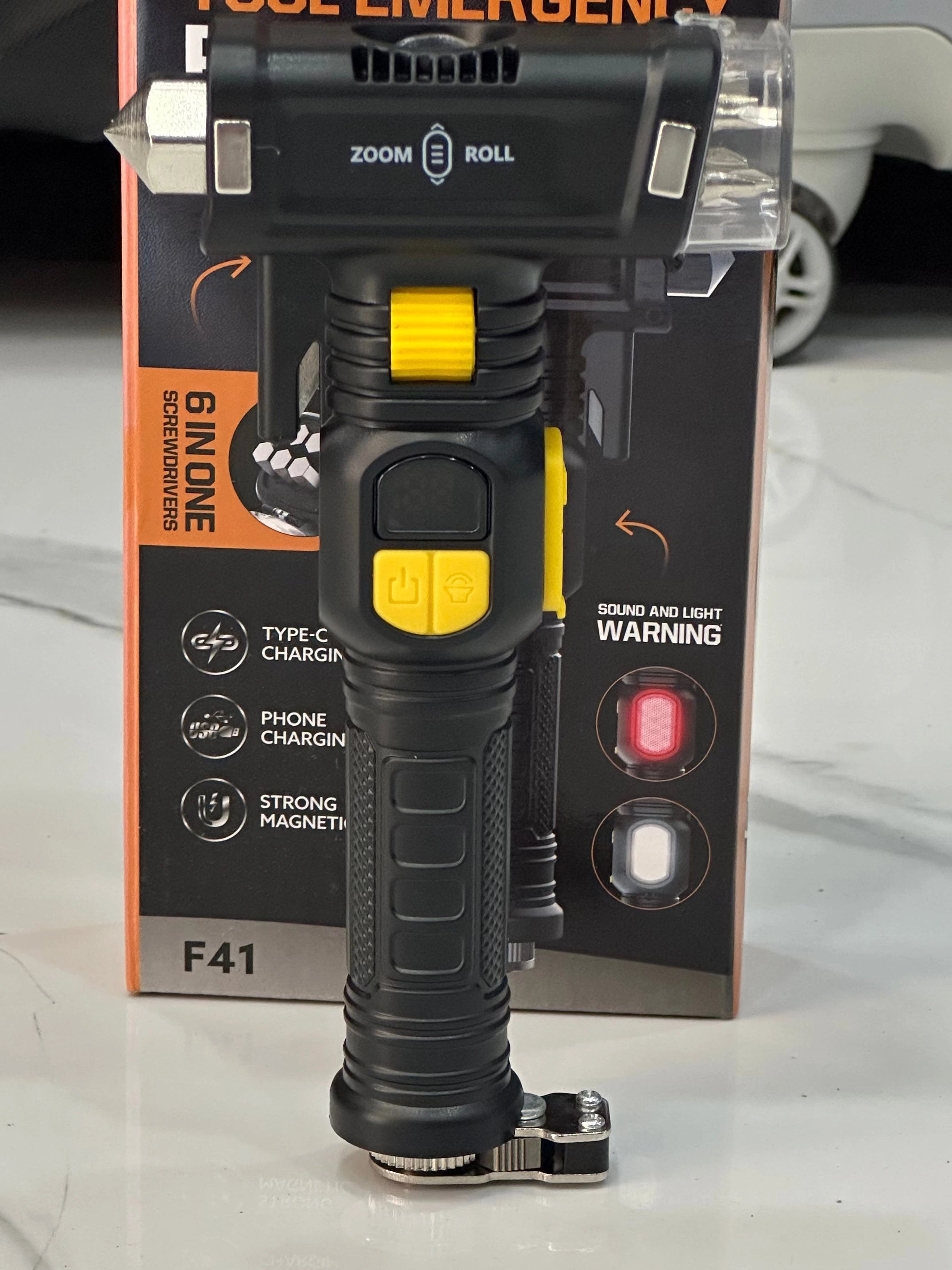 Ultimate 6-in-1 Emergency Flashlight Tool for Car Safety