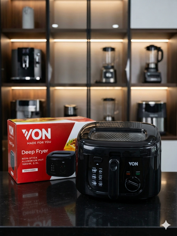 VON 2.5L Deep Fryer – 1800W Non-Stick Electric Fryer