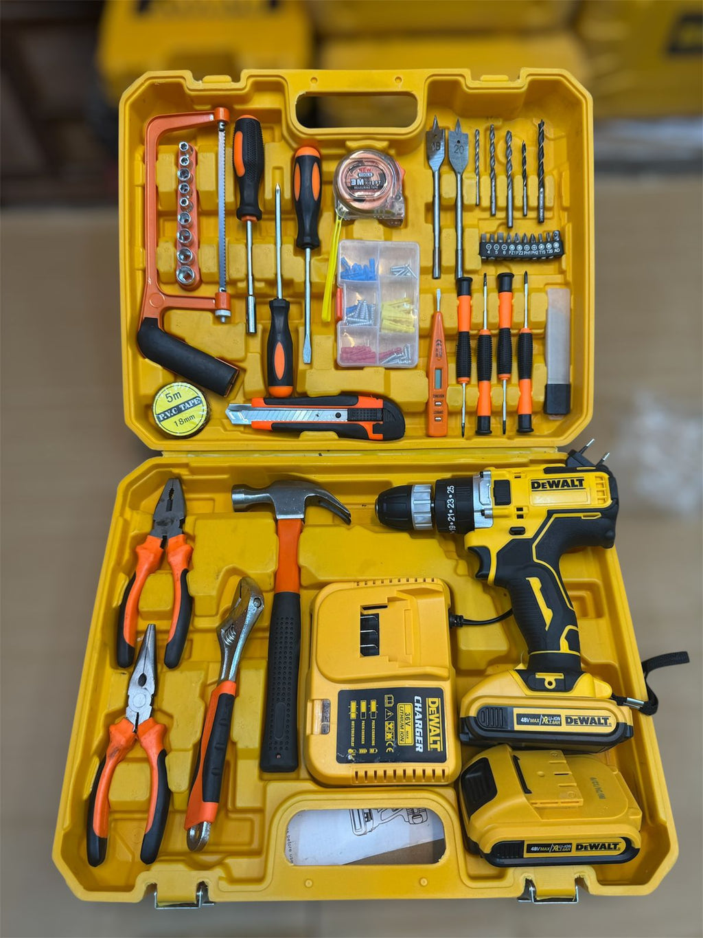 DeWalt 117 Pcs 48V Cordless Drill Machine Set – Complete Home & Professional Tool Kit