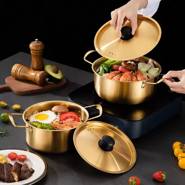 Sale 20% Instant Noodle Soup Pot 3Pcs Set (Plain Golden)