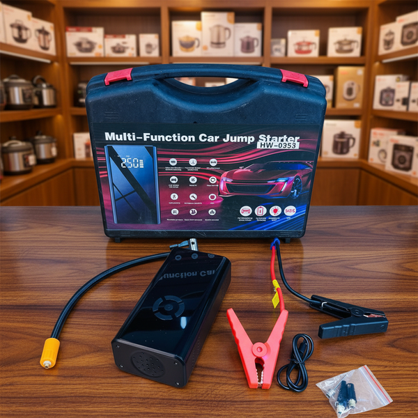 Multifunction Car Jump Starter HW-0353 | 6.0L Petrol 4.0L Diesel | Air Compressor | Power Bank | SOS Light