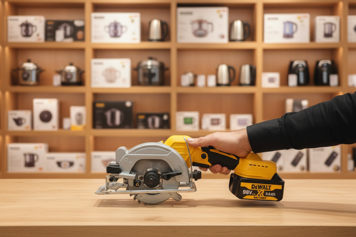 DeWALT Circular Saw in Hand – Premium Showroom
