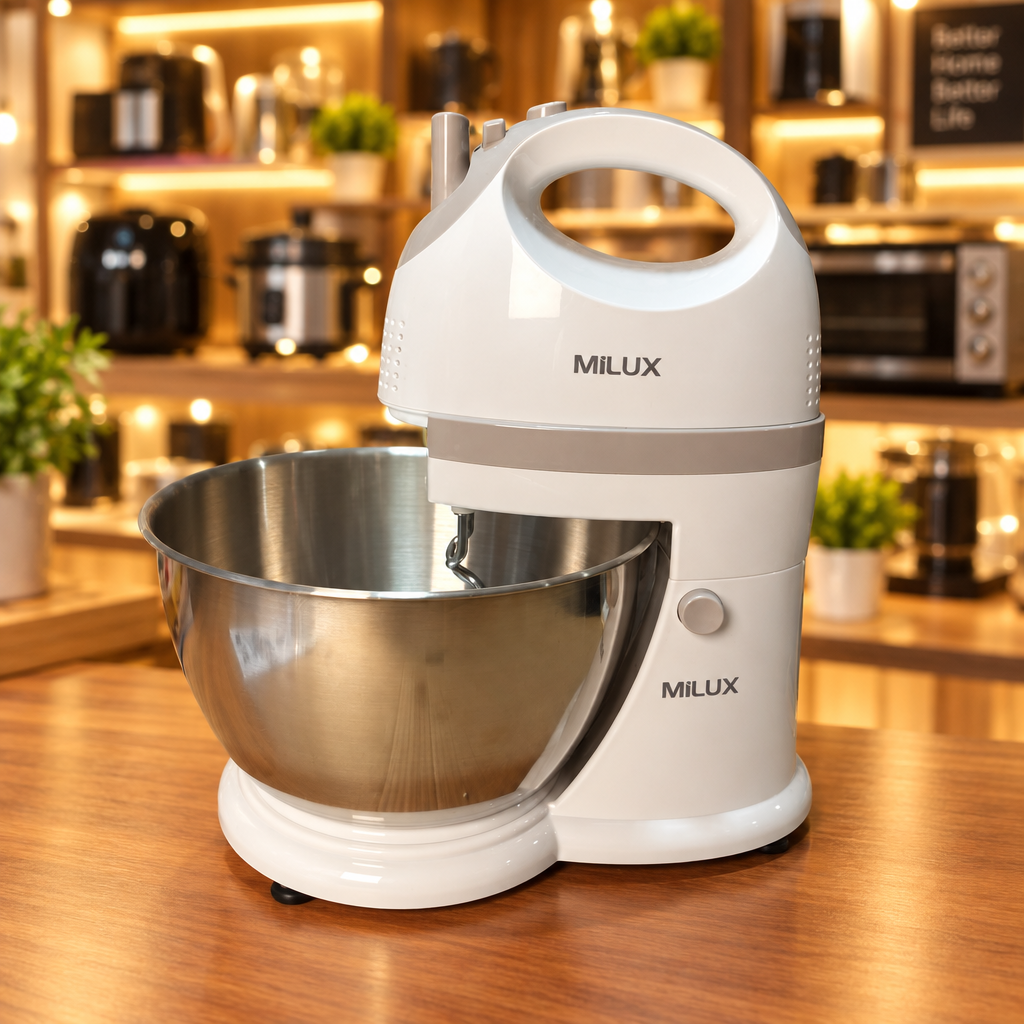 MILUX MSM-9906 Stand Mixer - Main view with stainless steel bowl - Showroom