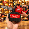 Chainsaw and carry case held together showing rear bar view - Showroom