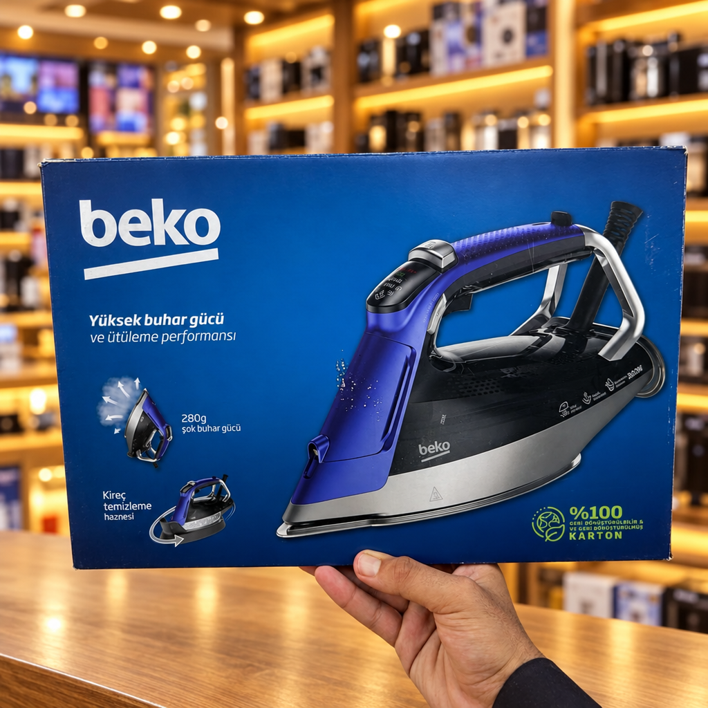 Beko High Power Steam Iron – 3000W, 280g Steam Boost, Ceramic Soleplate