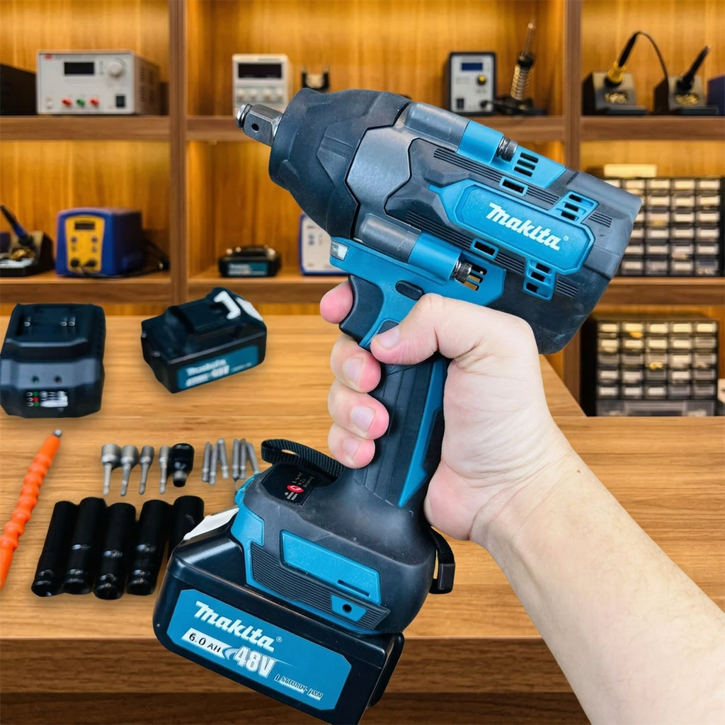 Makita impact wrench kit in open fitted carry case