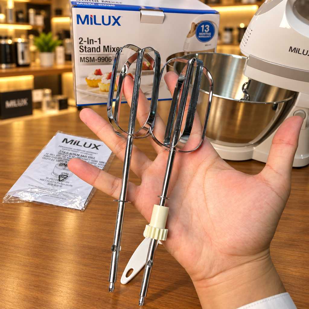MILUX MSM-9906 Stand Mixer - Complete kit with retail box beaters spatula and manual - Showroom