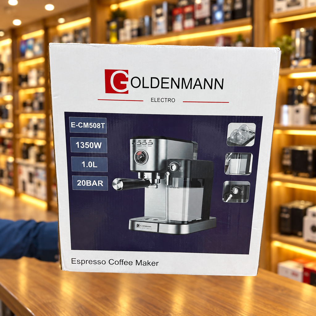 Goldenmann Espresso Coffee Maker – 1350W, 20 BAR, 1.0L