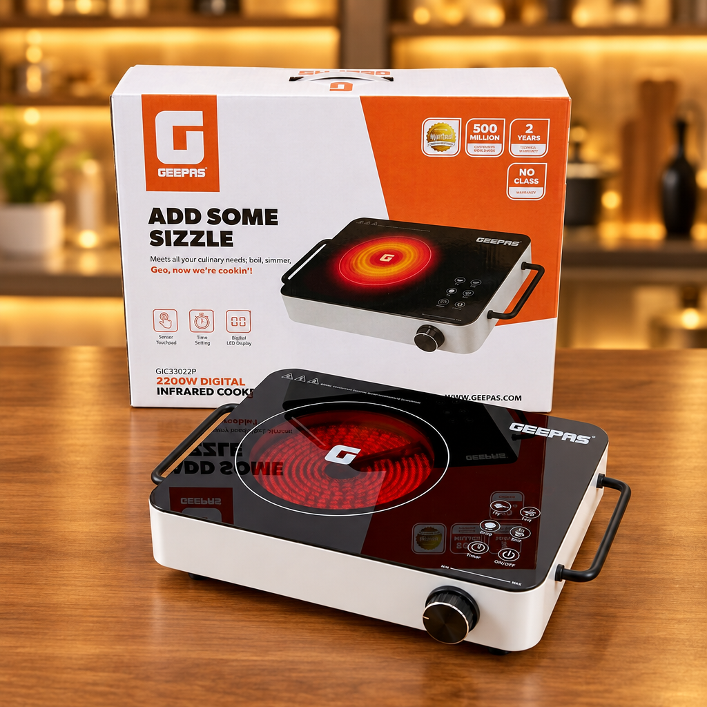 GEEPAS GIC33022P Digital Infrared Cooker with orange retail box - Showroom