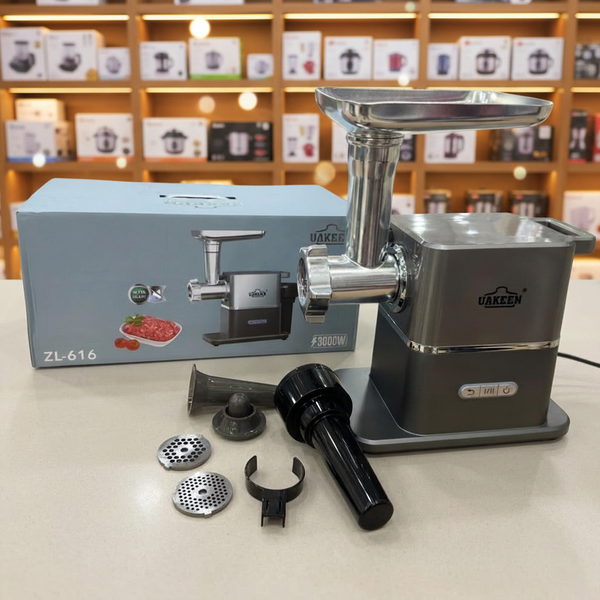 UAKEEN ZL-616 Heavy Duty Electric Meat Grinder & Mincer | 3000W | Stainless Steel | Multiple Grinding Plates