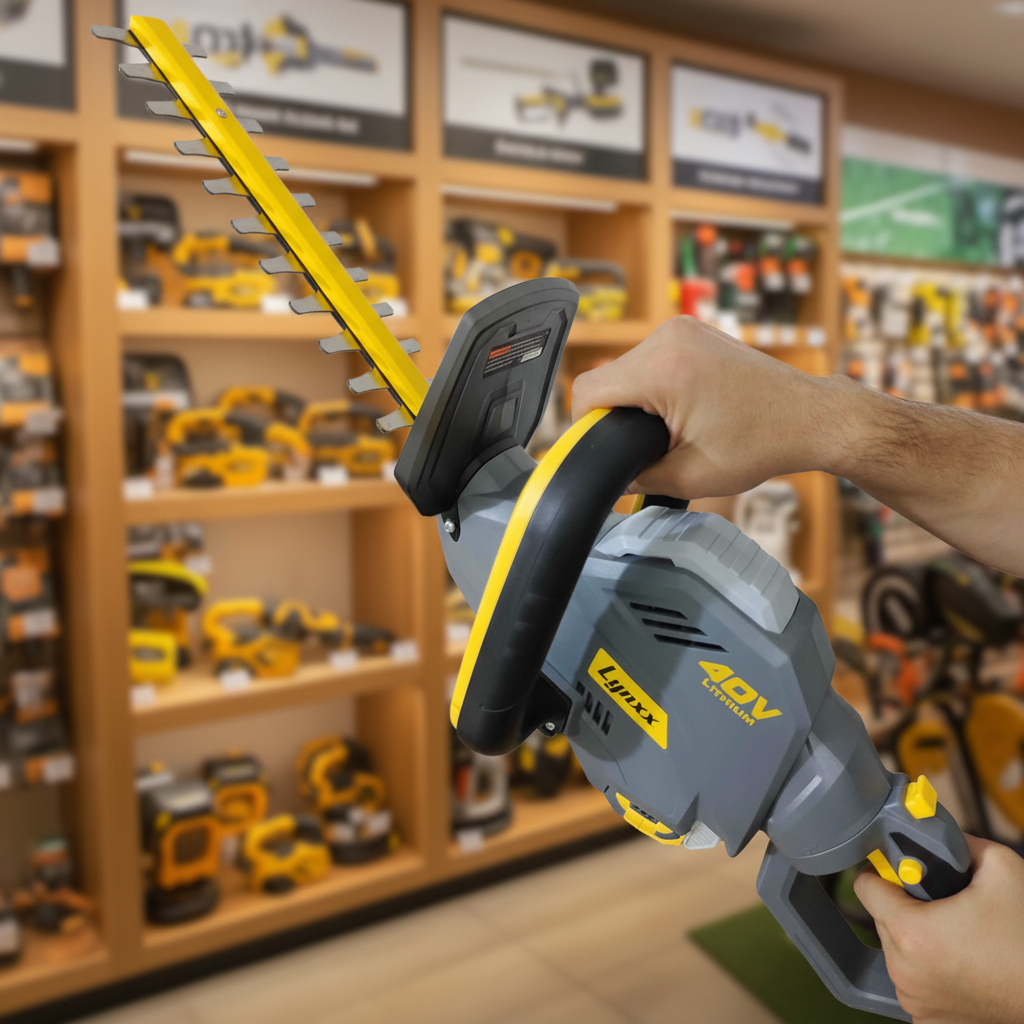 Lynxx 40V Hedge Trimmer - Full trimmer with 24-inch yellow dual-action blade - Showroom