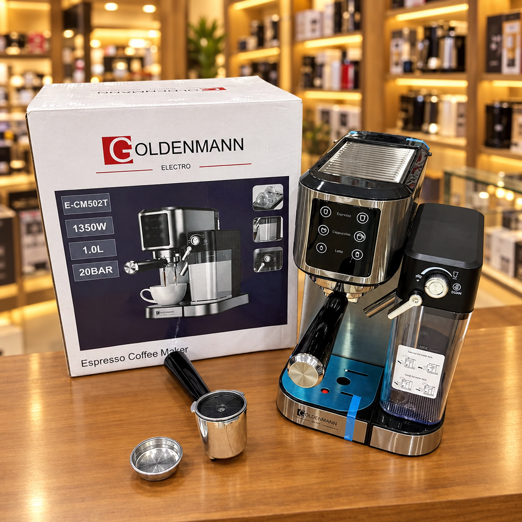 Goldenmann Espresso Coffee Maker – 1350W, 20 BAR, 1.0L