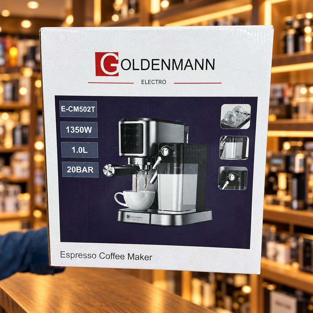 Goldenmann Espresso Coffee Maker – 1350W, 20 BAR, 1.0L