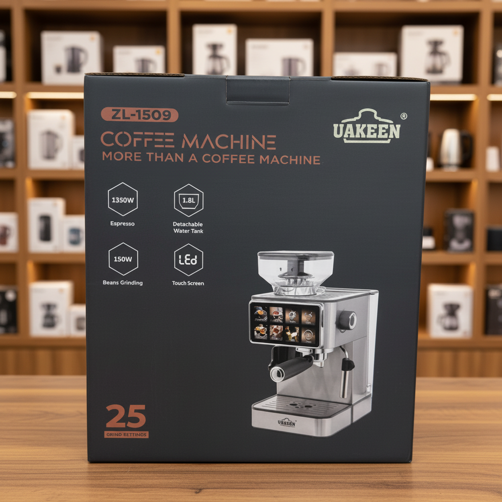 UAKEEN ZL-1509 - Machine side with steam wand - Showroom