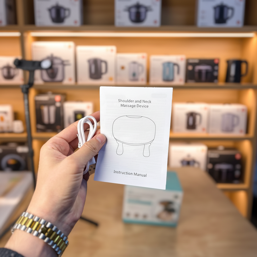 Shoulder and Neck Massager - Control buttons held in hand - Showroom