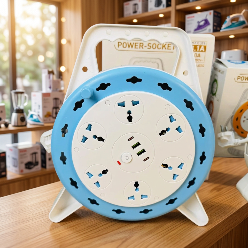 Blue power socket extension reel