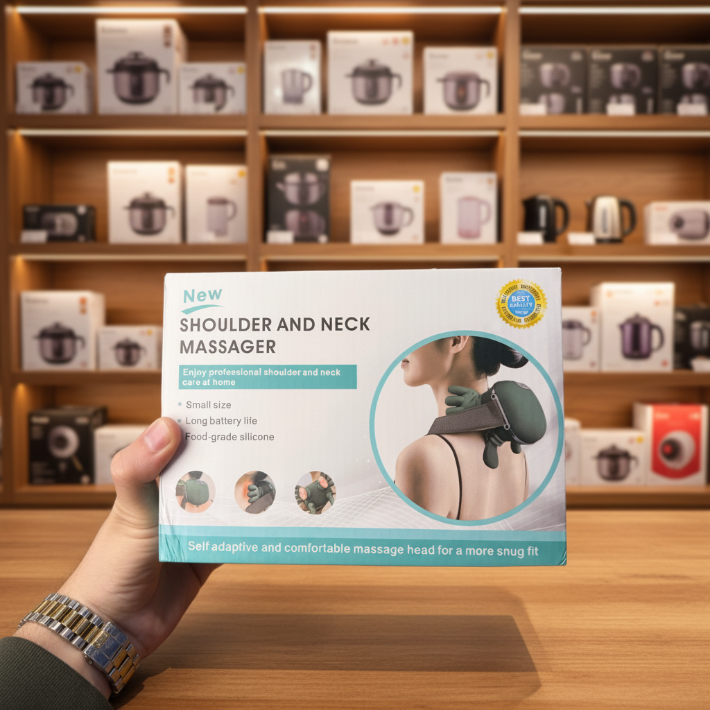 Shoulder and Neck Massager - In use on neck shoulder - Showroom