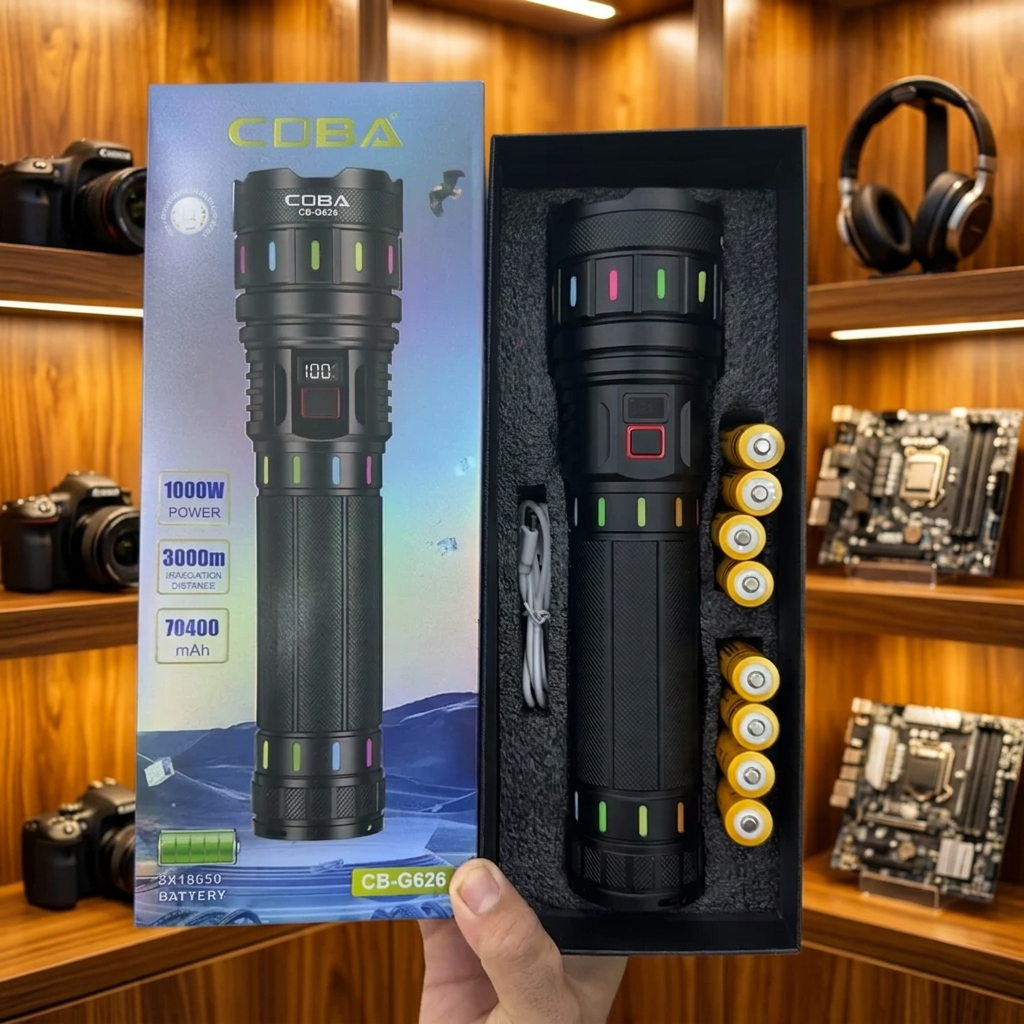 COBA CB-G626 torch kit with eight batteries and packaging