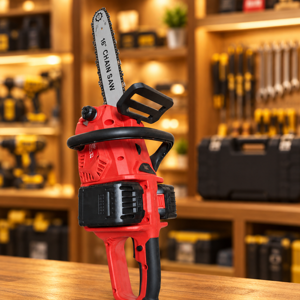Cordless Rechargeable 16" Chain Saw | 68V | 2x 5.0Ah Li-ion Batteries | Hard Carry Case Included