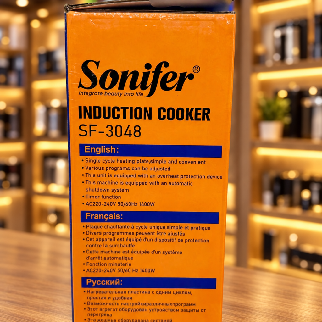 Sonifer Induction Cooker SF-3048 – 1400W Sensor Touch & Timer