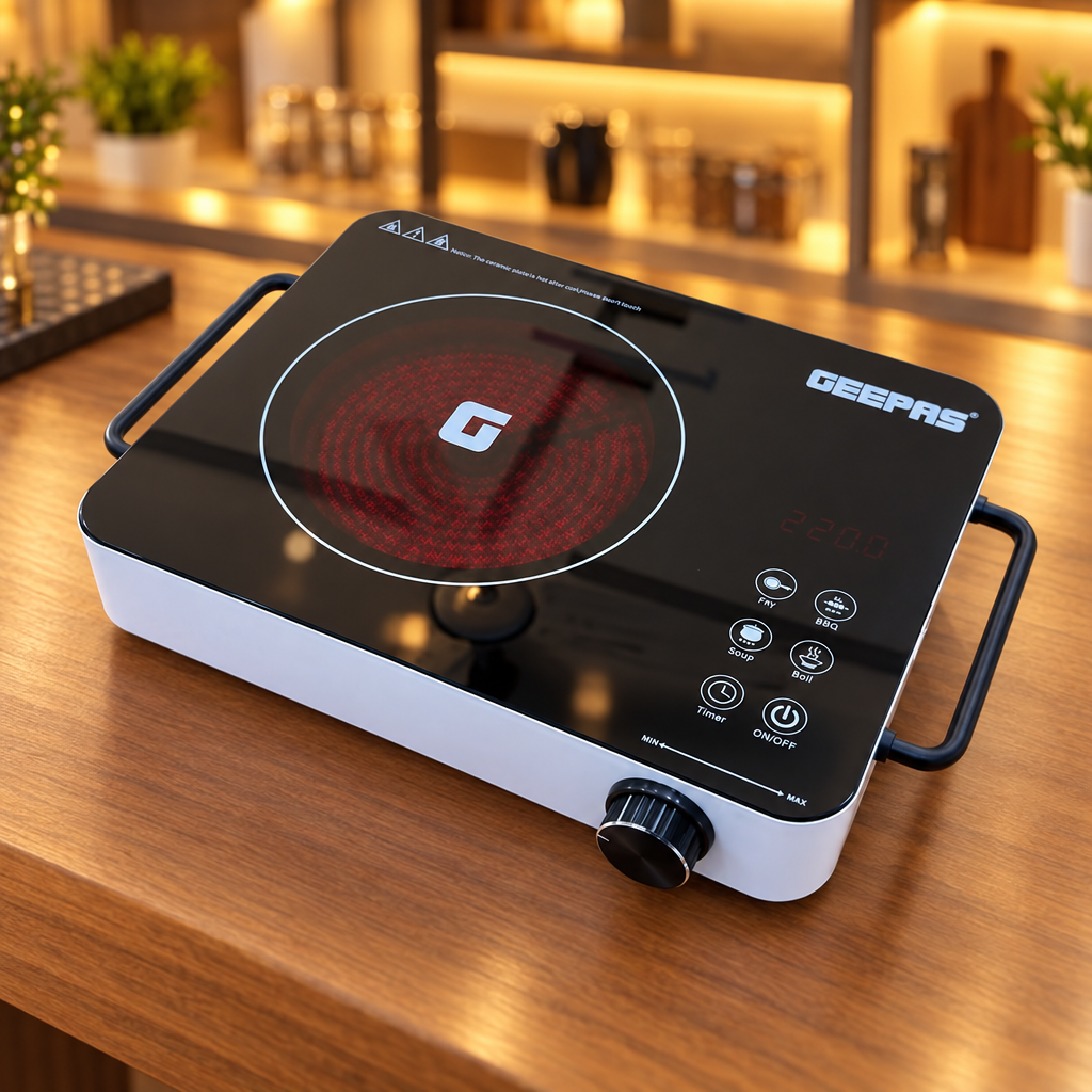 GEEPAS GIC33022P box back panel showing specs and compliance - Showroom