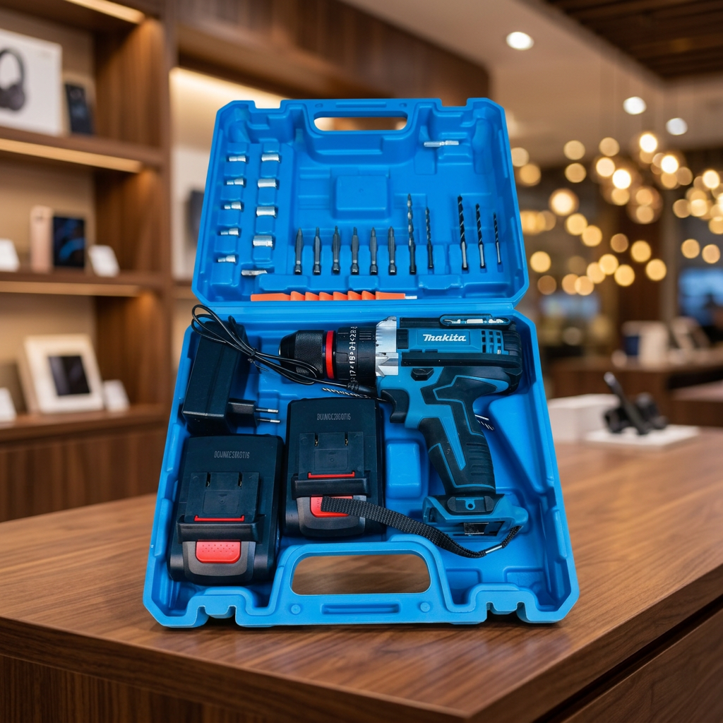 Makita drill kit in open carrying case