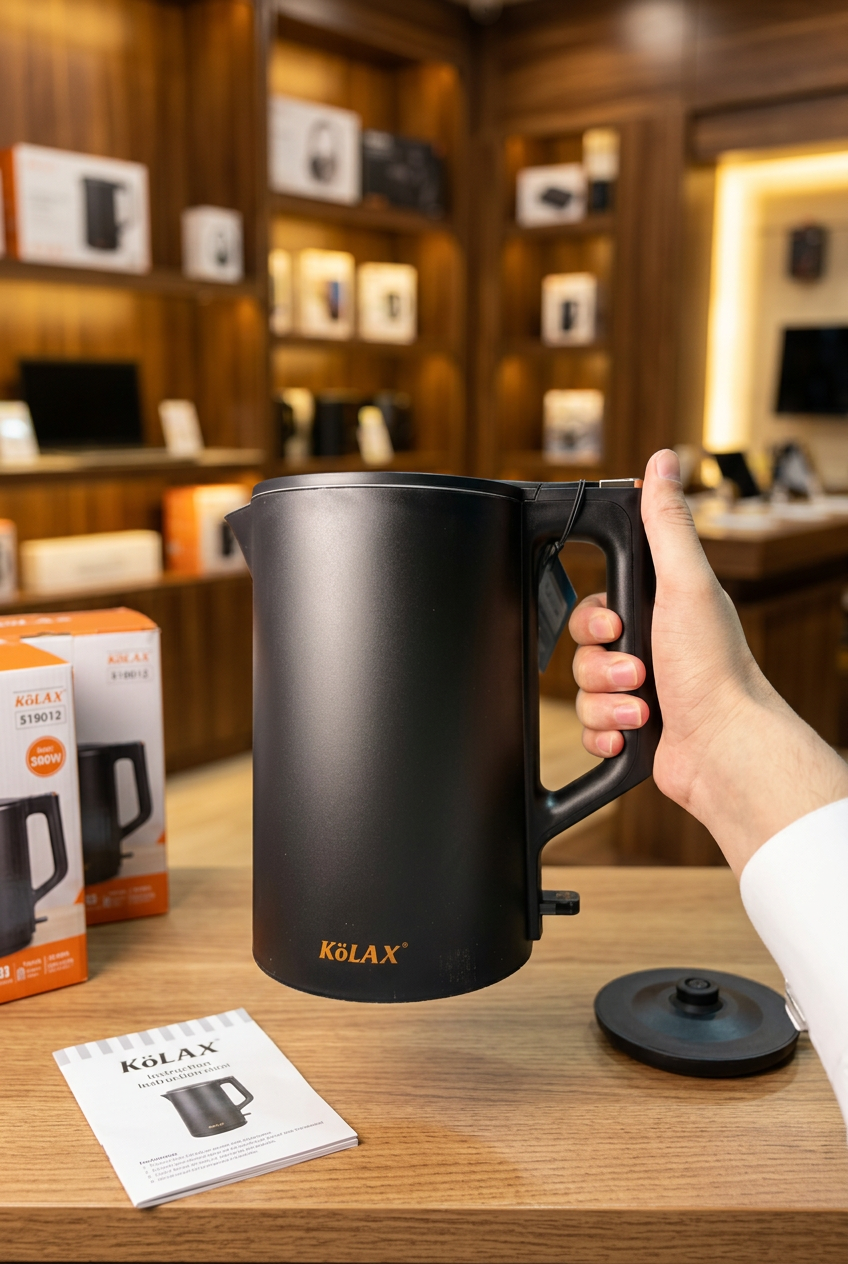 KOLAX kettle open lid and metal interior