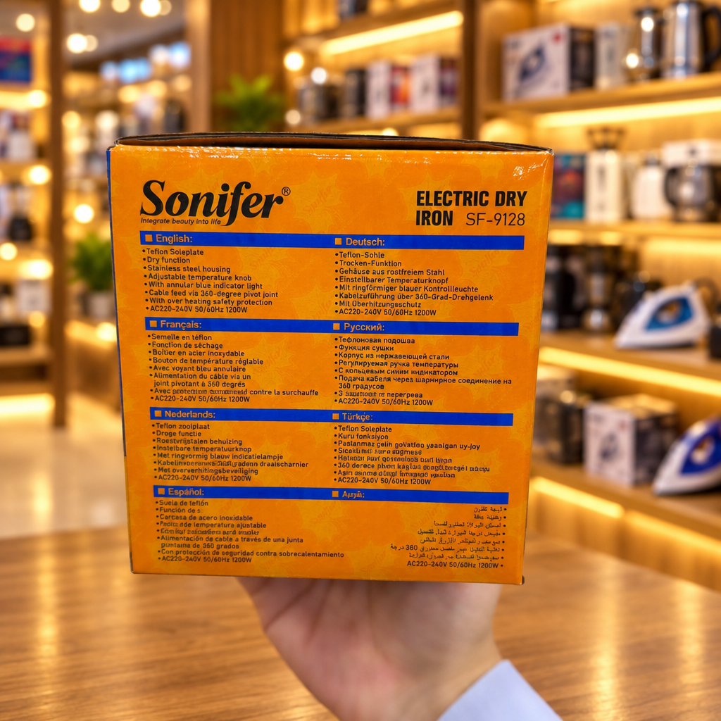 Sonifer Electric Dry Iron SF-9128 – 1200W, Adjustable Temperature