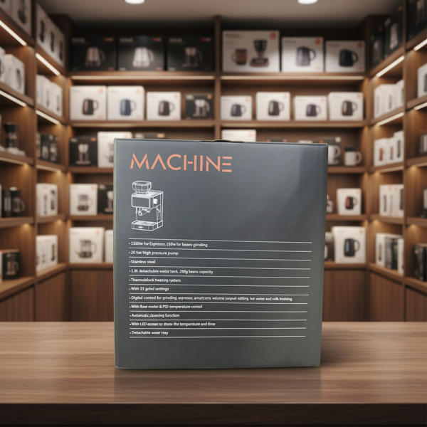UAKEEN ZL-1509 Espresso Coffee Machine with Built-in Grinder | 1350W | 25 Bar | 1.8L | LED Touch Screen
