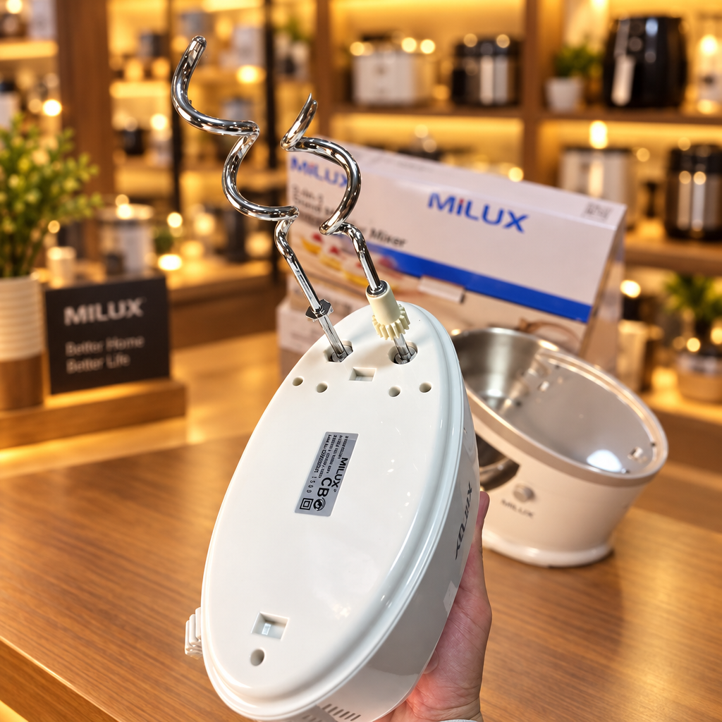 MILUX MSM-9906 - Bottom view showing CB certification and attachment slots - Showroom