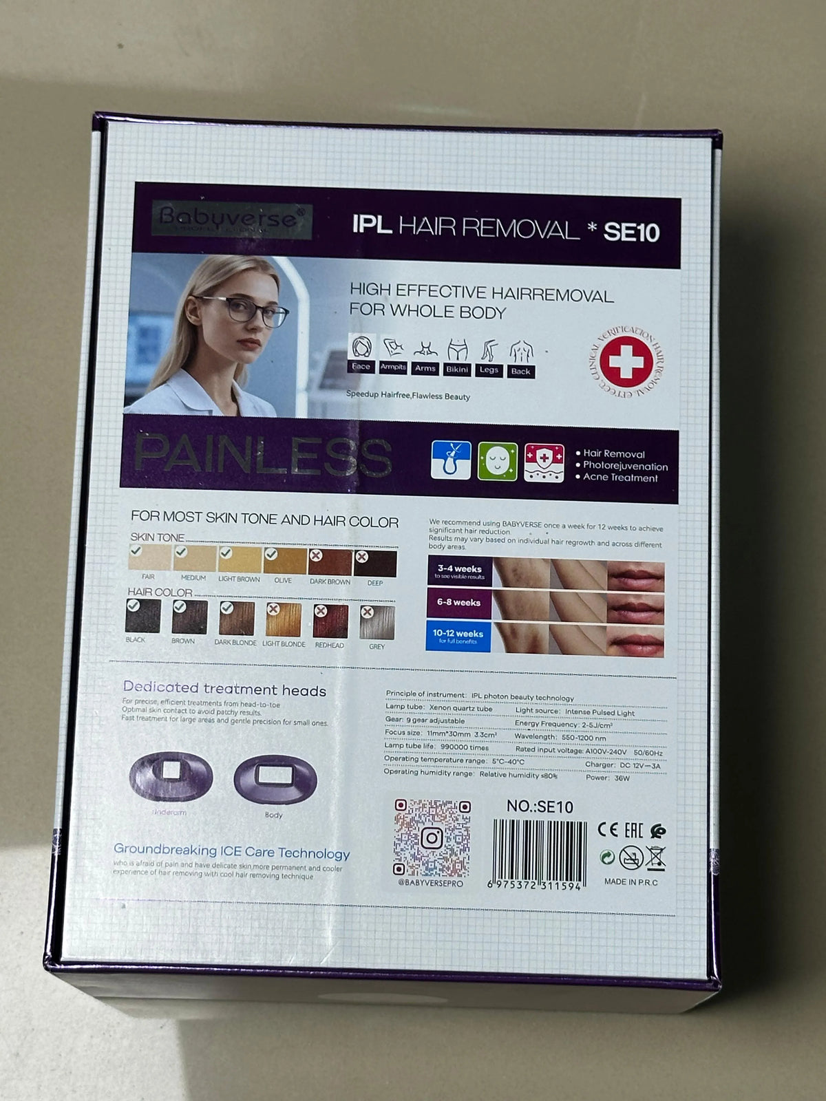 Babyverse IPL Hair Remover SE10 – Permanent Hair Removal Device