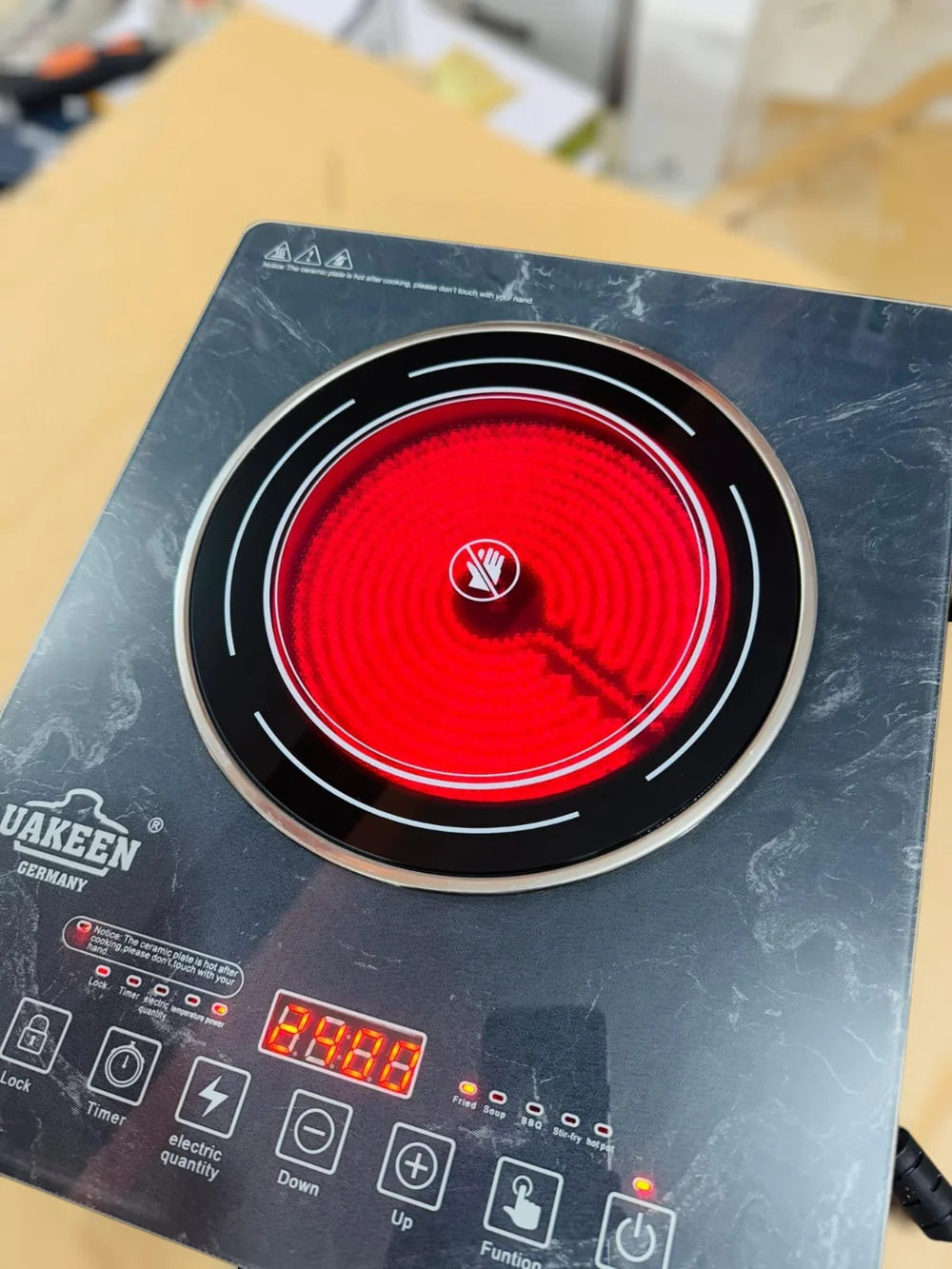 Uakeen Crystal Glass Hot Plate ZL-2604 | Electric Warming Plate