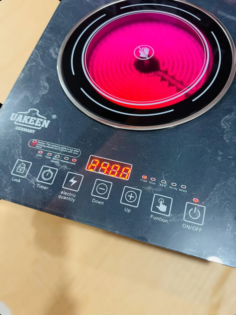 Uakeen Crystal Glass Hot Plate ZL-2604 | Electric Warming Plate