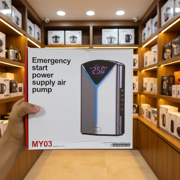 Jump Starter & Tyre Inflator with Light MY03 – Emergency Start Power Supply Air Pump