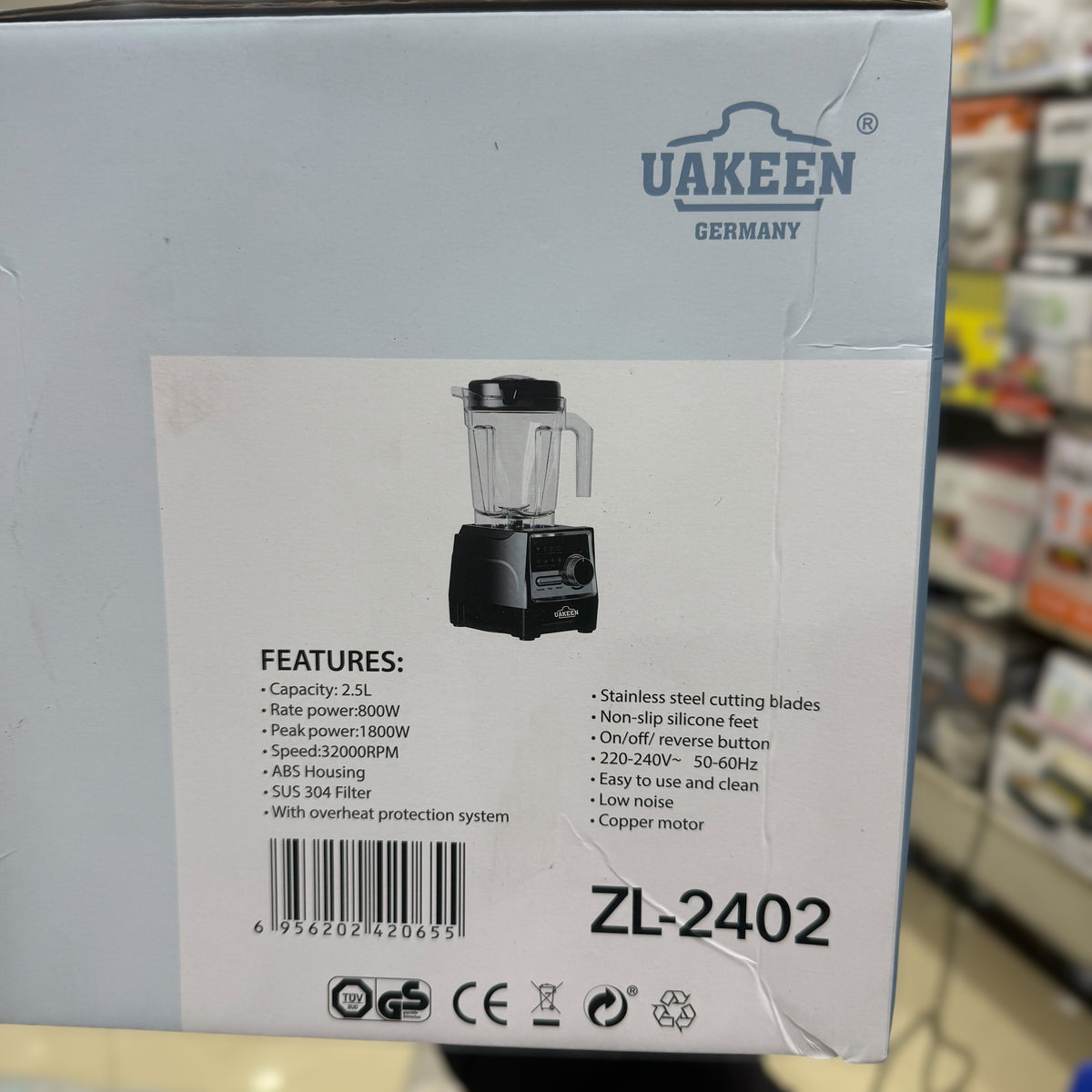 UAKEEN Professional Digital 2-in-1 Blender | ZL-2402 | 1800W | Germany Brand