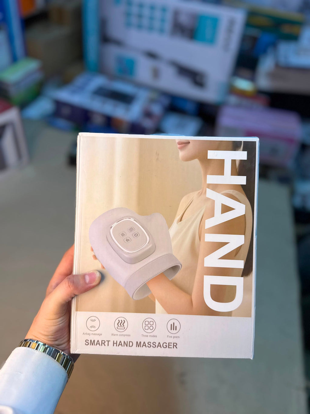 Smart Hand Massager with Airbag Compression & Warm Compress – 3 Modes, 5 Intensity Levels