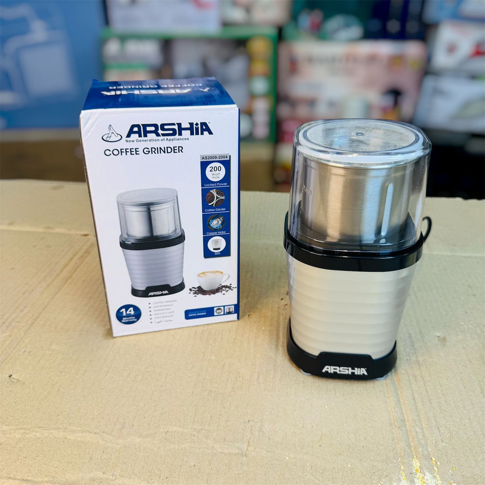 Arshia Coffee Grinder AS2009-2004 with box - side view