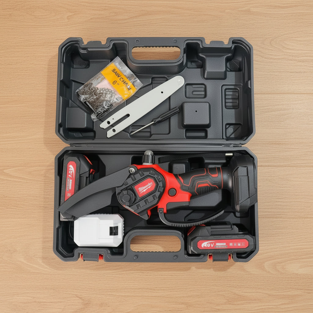 Milwaukee 48V Mini Chainsaw Kit – 6 Inch | 2 Batteries | High-Power Li-Ion 5.0Ah